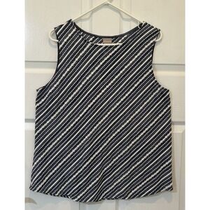 Chico's Women Sleeveless Diagonal Stripe Textured Knit Tank Size‎ 3 (XL) EUC!!